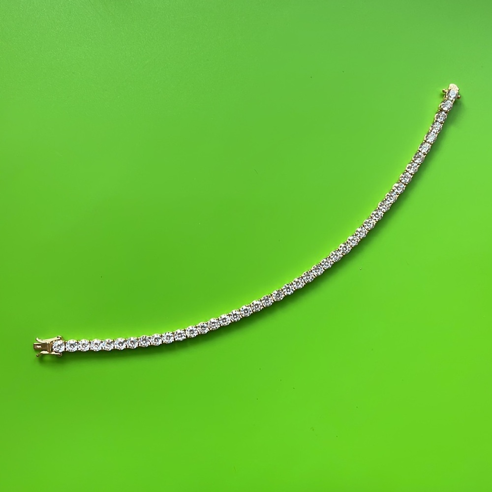 14K Solid Gold Diamonique CZ Bracelet